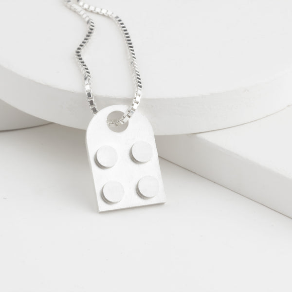 Bricks Jewel 925 Sterling Silver 2x2 Brick Charm Pendant