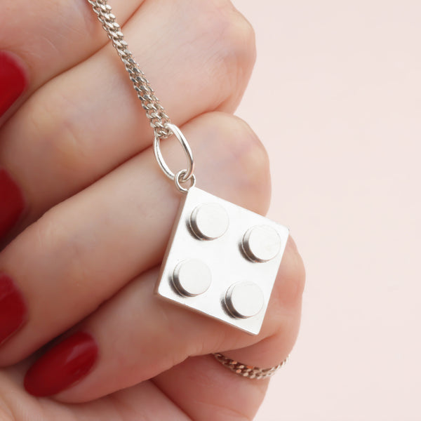 Bricks Jewel 925 Sterling Silver 2x2 Brick Charm Pendant