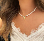 925k Sterling Silver Personalized Initial Pearl Necklace