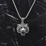 925k Sterling Silver Men Tiger Necklace