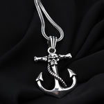925k Sterling Silver Men Skull Anchor Necklace - alternate view 4