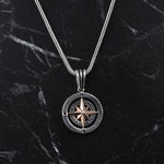 925k Sterling Silver Men Compass Necklace - alternate view 3