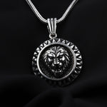 925k Sterling Silver Men Lion Head Necklace - alternate view 2