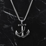 925k Sterling Silver Men Sea Anchor Necklace - alternate view 3