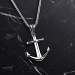 925k Sterling Silver Men Anchor Necklace - alternate view 2