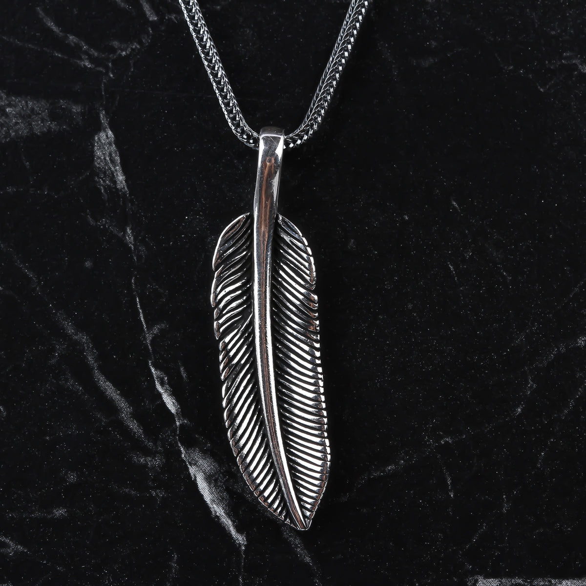 925k Sterling Silver Men Leaf Necklace