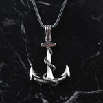 925k Sterling Silver Men Ship Anchor Necklace