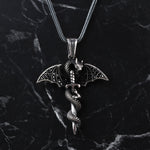 925k Sterling Silver Men Winged Dragon Necklace