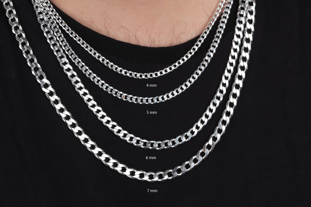 925k Sterling Silver 7mm Gourmet Chain Necklace - alternate view 6