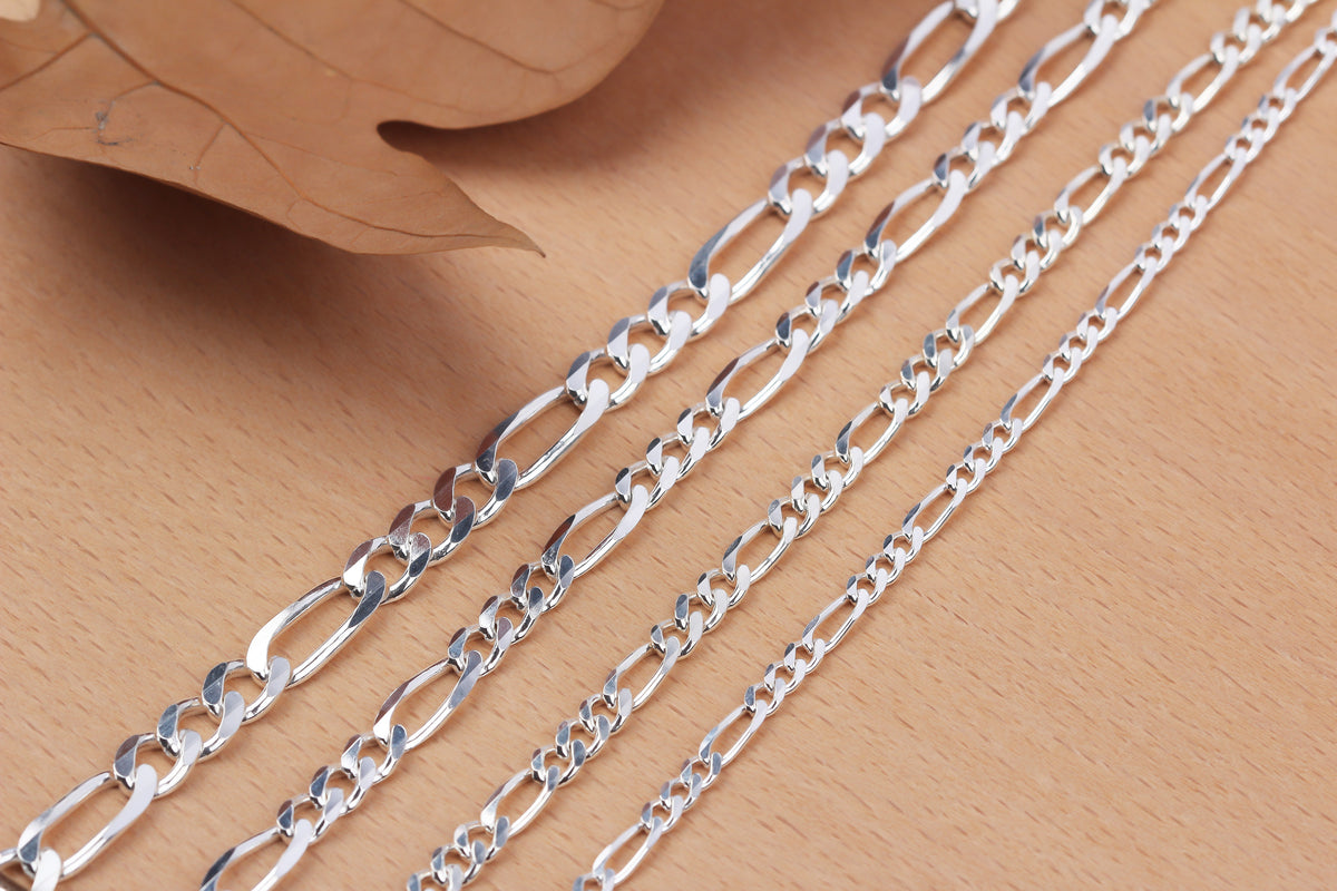 925k Sterling Silver 5mm Figaro Chain Necklace - alternate view 4