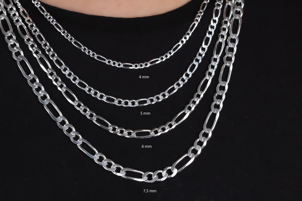 925k Sterling Silver 4mm Figaro Chain Necklace - alternate view 5