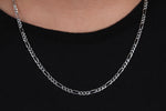 925k Sterling Silver 4mm Figaro Chain Necklace