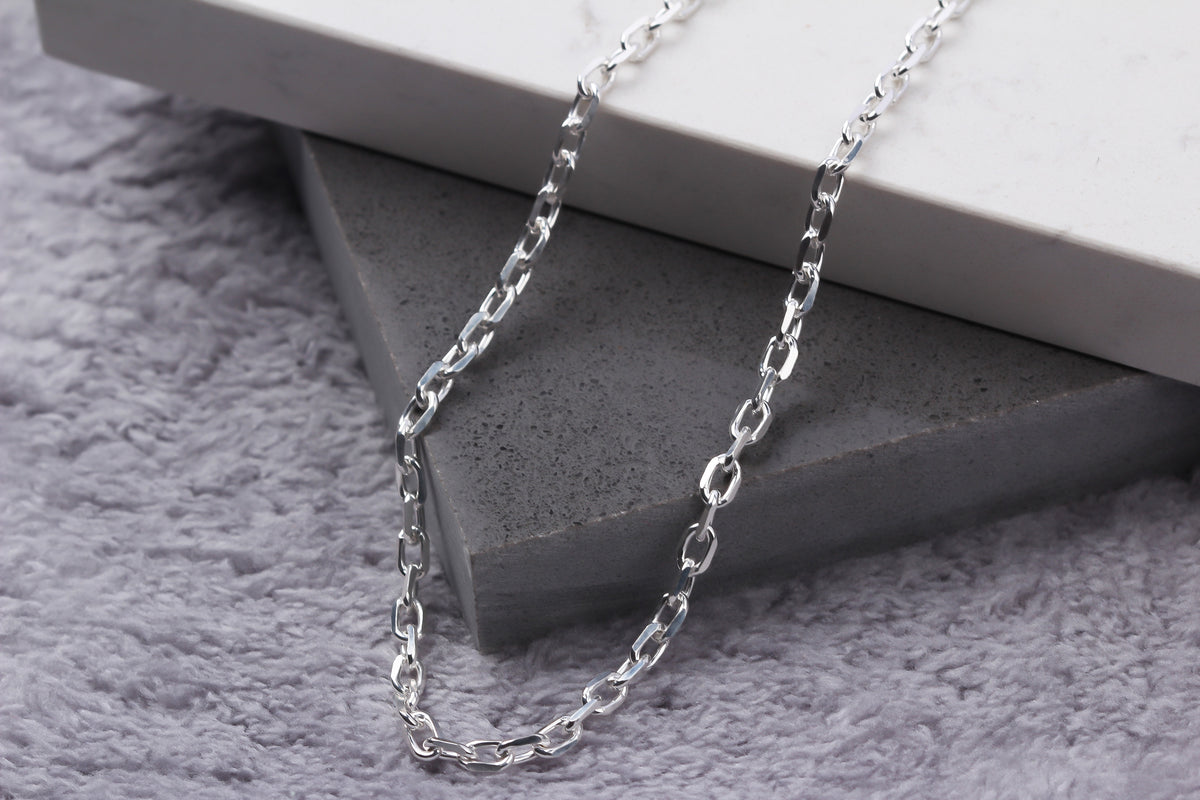 925k Sterling Silver 4mm Anchor Chain Necklace - alternate view 2