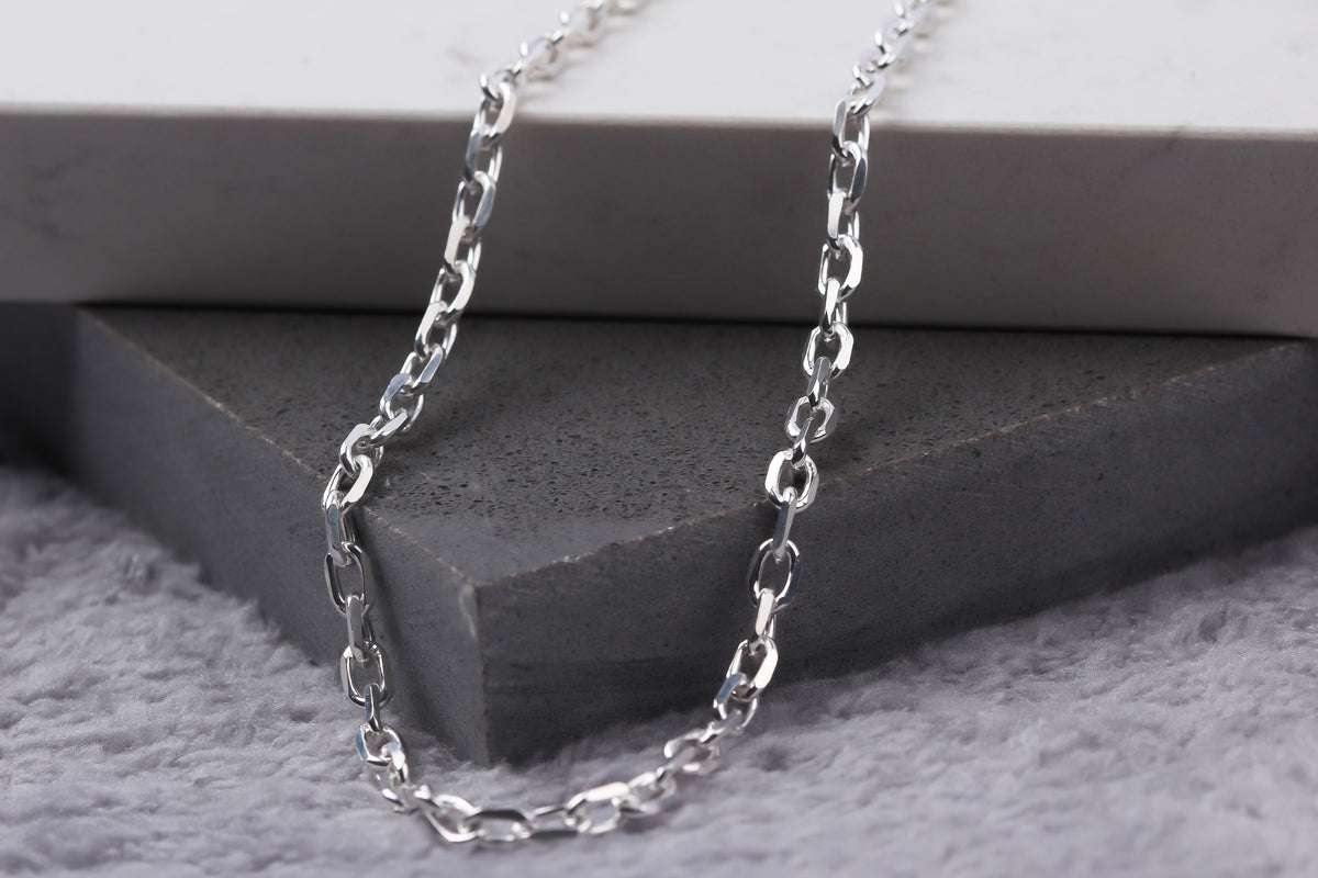 925k Sterling Silver 4mm Anchor Chain Necklace - alternate view 3