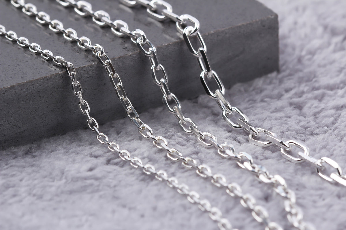 925k Sterling Silver 4mm Anchor Chain Necklace - alternate view 4
