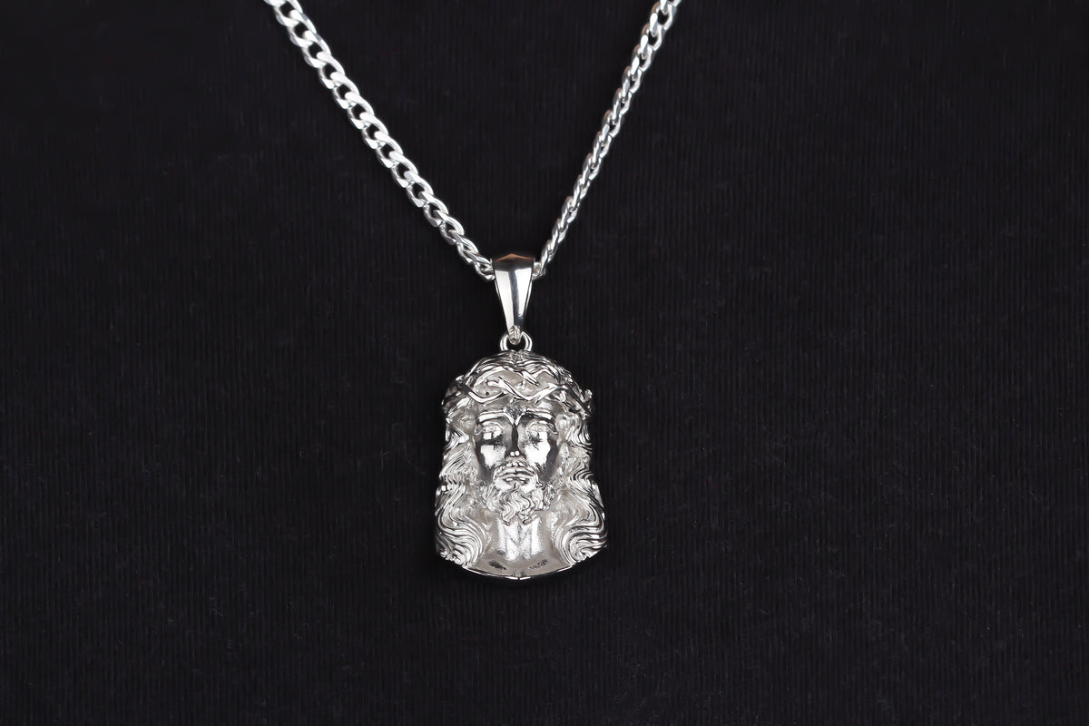 925k Sterling Silver Gourmet Chain Jesus Christ Necklace - alternate view 5