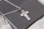 925k Sterling Silver Gourmet Chain Jesus Christ Cross Necklace - alternate view 2