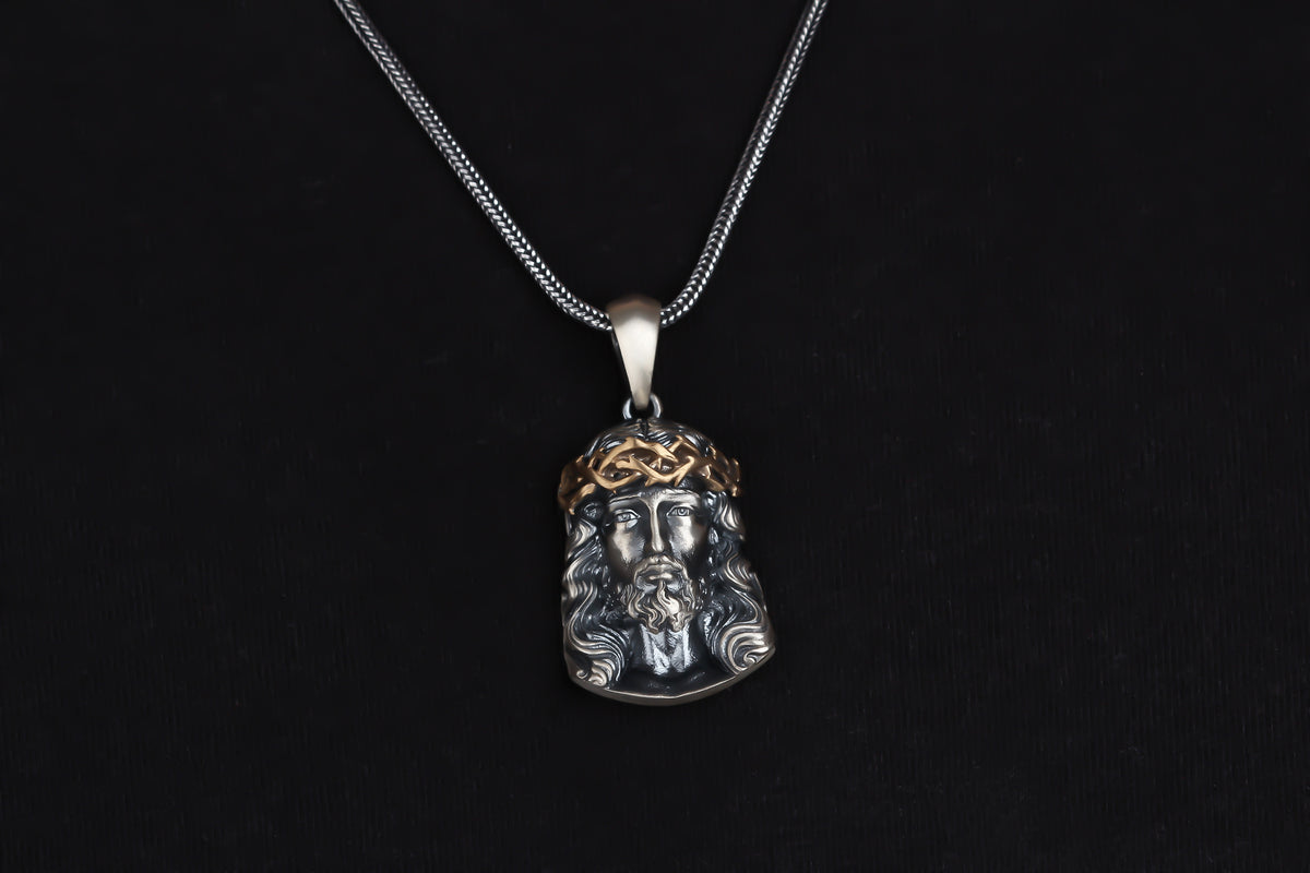 925k Sterling Silver Gourmet Chain Jesus Christ Necklace