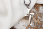 925k Sterling Silver Men Cross Silver Necklace - alternate view 2