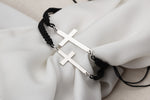 925k Sterling Silver Men Black Corded Cross Sterling Silver Bracelet - alternate view 4