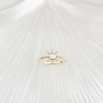 14k Solid Gold Stone-Set Enamel Flower Ring - alternate view 3