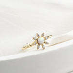 14k Solid Gold Stone-Set Enamel Flower Ring - alternate view 4
