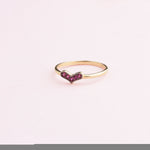 14k Solid Gold Pink Stone Heart Ring - alternate view 2