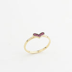 14k Solid Gold Pink Stone Heart Ring - alternate view 3