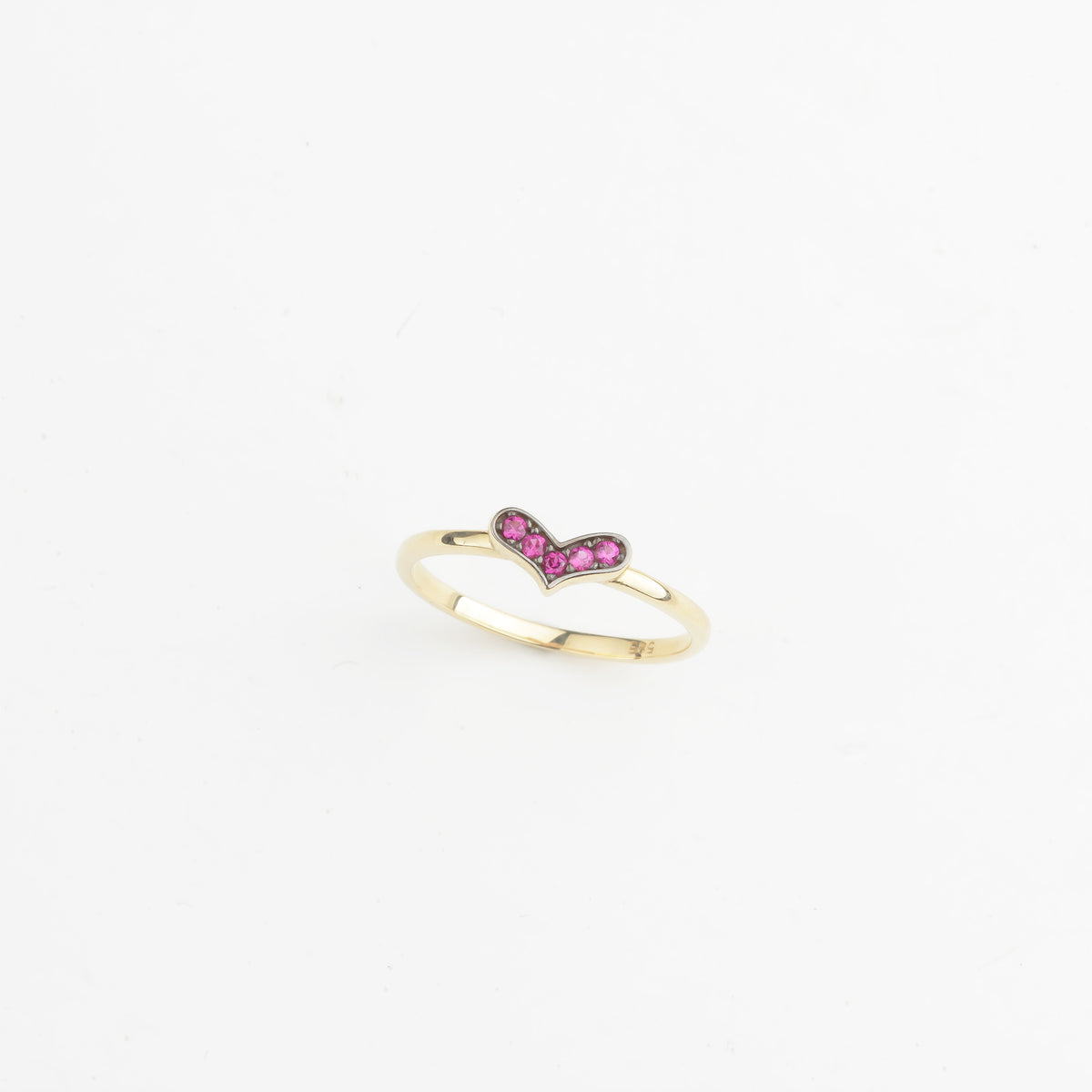14k Solid Gold Pink Stone Heart Ring - alternate view 5