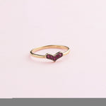 14k Solid Gold Pink Stone Heart Ring