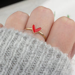 14k Solid Gold Red Enamel Heart Ring - alternate view 3