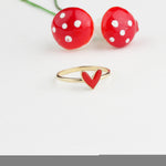 14k Solid Gold Red Enamel Heart Ring - alternate view 6