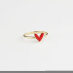 14k Solid Gold Red Enamel Heart Ring - alternate view 7
