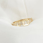 14k Solid Gold Stone-Set Chain Ring - alternate view 5