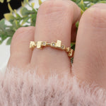 14k Solid Gold Stone-Set Asymmetrical Ring
