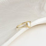 14k Solid Gold White Opal Stone Retro Ring - alternate view 4