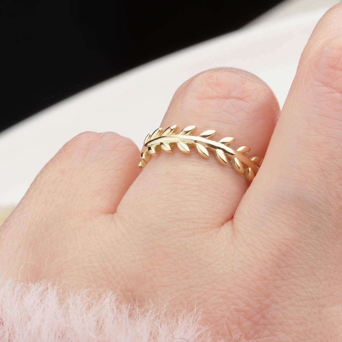 14k Solid Gold Leaf Ring