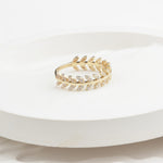 14k Solid Gold Stone-Set Leaf Ring - alternate view 7