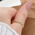 14k Solid Gold Stone-Set Chain Ring - alternate view 3