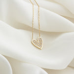 14k Solid Gold Stone-Set Heart Necklace - alternate view 3