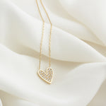14k Solid Gold Stone-Set Heart Necklace - alternate view 4