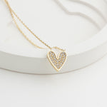 14k Solid Gold Stone-Set Heart Necklace