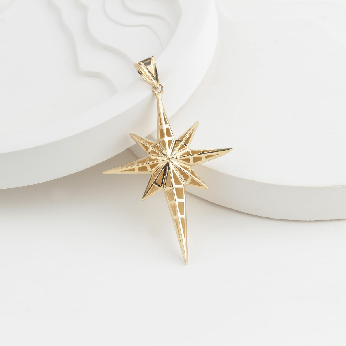 14k Solid Gold North Star Pendant - alternate view 6