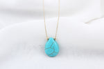 14k Solid Gold Ball Turquoise Drop Necklace - alternate view 2