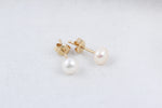 14k Solid Gold Pearl Earrings - alternate view 3