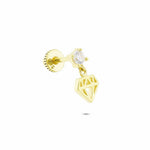 14k Solid Gold Stone Diamond Helix Piercing