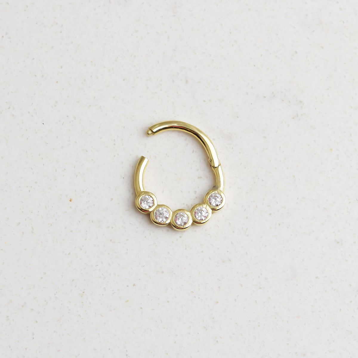 14k Solid Gold Five Stone Ring Piercing - alternate view 2