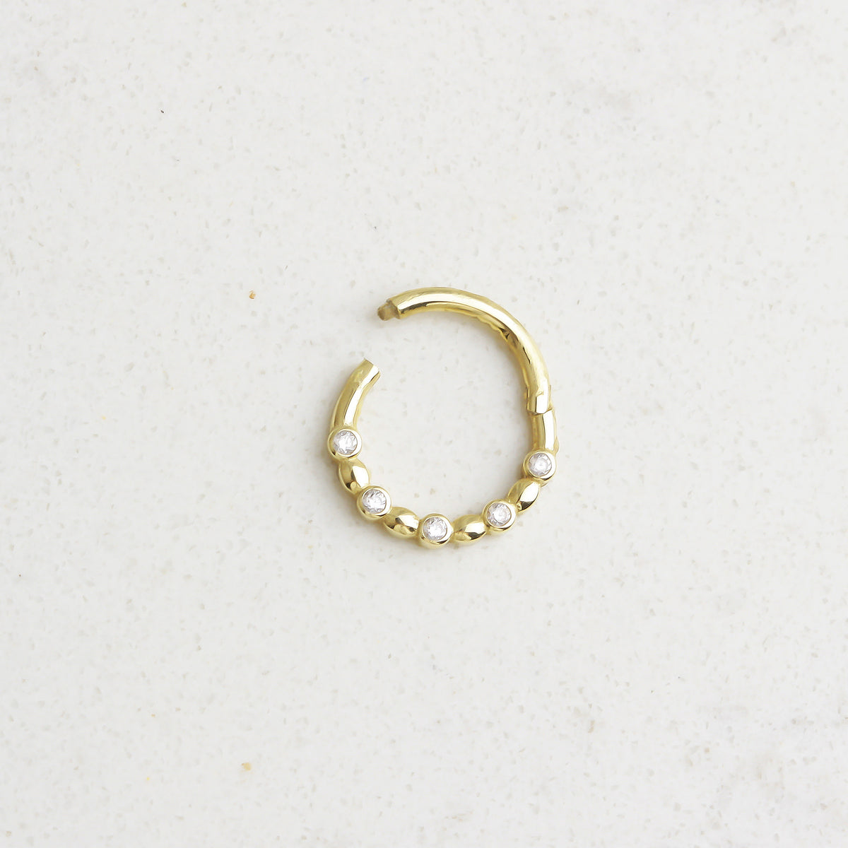 14k Solid Gold Five Stone Ring Piercing - alternate view 2