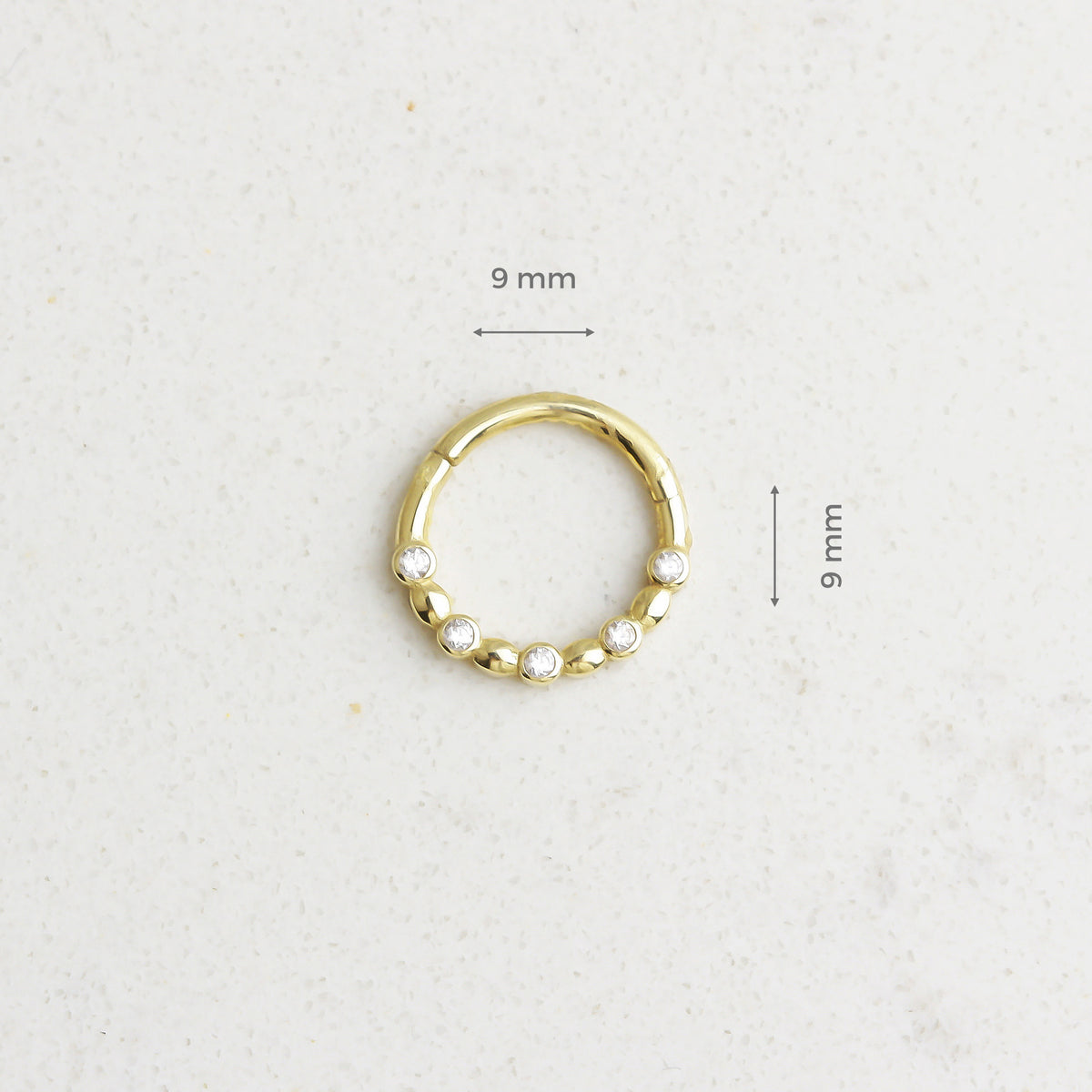 14k Solid Gold Five Stone Ring Piercing - alternate view 3