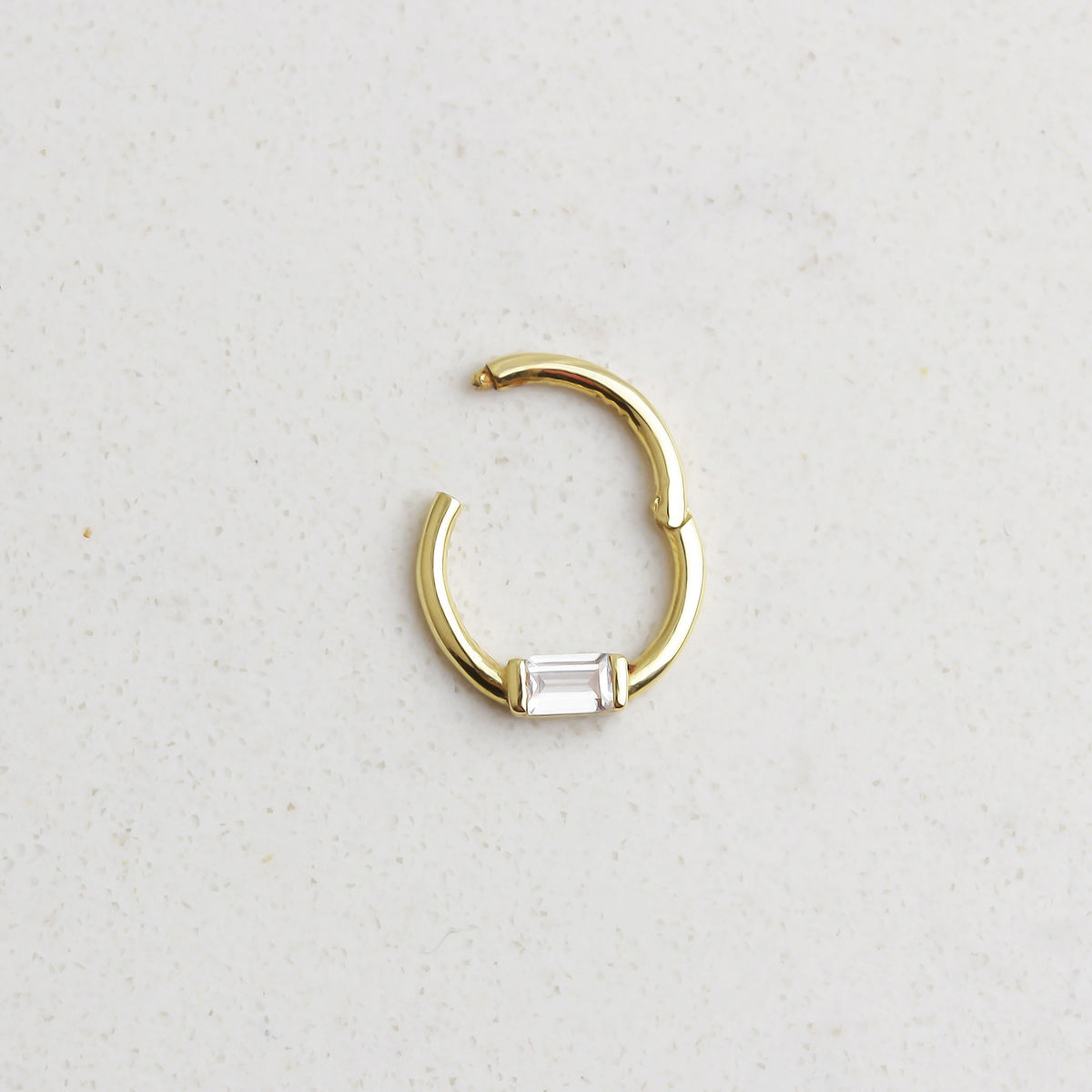 14k Solid Gold Baguette Ring Piercing - alternate view 2